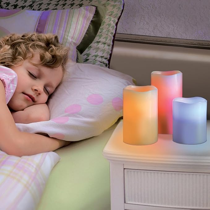 شموع LED من شمع البرافين مع ريموت وتحكم بـ12 لونًا