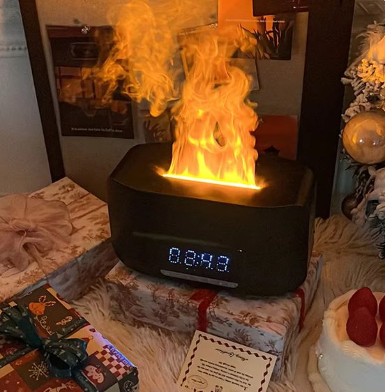 سماعة بلوتوث ومنبه رقمي مع مرطب هواء وإضاءة ليلية