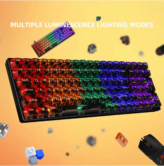 لوحة مفاتيح ألعاب RGB ميكانيكية بـ84 مفتاحًا وإضاءة قوس قزح