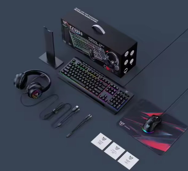 طقم ألعاب USB G32 مع كيبورد وماوس وسماعة ولوحة RGB